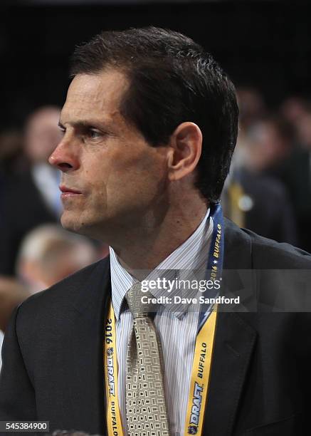 General manager Don Sweeney of the Boston Bruins attends the 2016 NHL Draft at First Niagara Center on June 25, 2016 in Buffalo, New York.