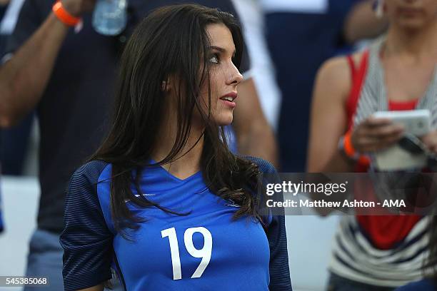 Bacary Sagna's wife Ludivine Sagna looks on during the UEFA Euro 2016 Semi Final match between Germany and France at Stade Velodrome on July 7, 2016...