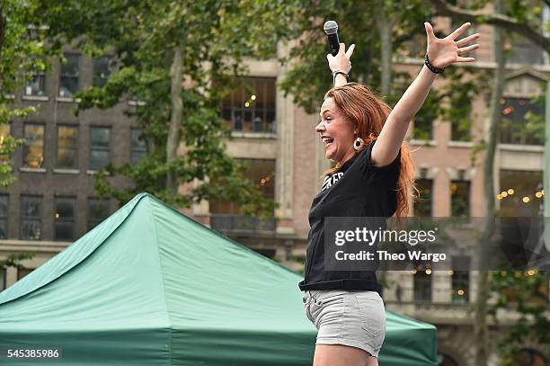 Rachel Tucker of "Wicked" performs during the 106.7 Lite FM Broadway In Bryant Park 2016 - July 7, 2016 at Bryant Park on July 7, 2016 in New York...