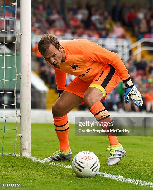 Cork , Ireland - 7 July 2016; Roy Carroll of Linfield watches the ball go out for a goal kick during the UEFA Europa League First Qualifying Round...