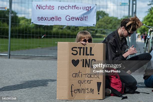 Demonstrators protest in Berlin, Germany on 7 July 206 against sexual violence and against certain contents of the reform of the law governing sexual...