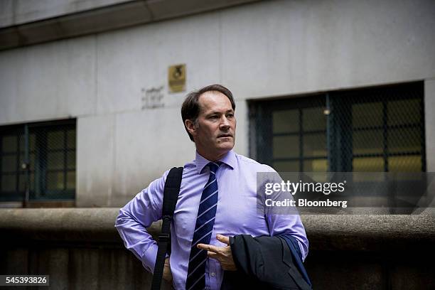 Paul Thompson, former trader at Rabobank Groep, stands outside federal court in New York, U.S., on Thursday, July 7, 2016. Thompson pleaded guilty in...