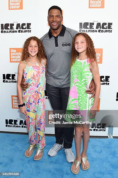 Sophia Strahan, Michael Strahan and Isabella Strahan attend the "Ice Age: Collision Course" New York screening at Walter Reade Theater on July 7,...