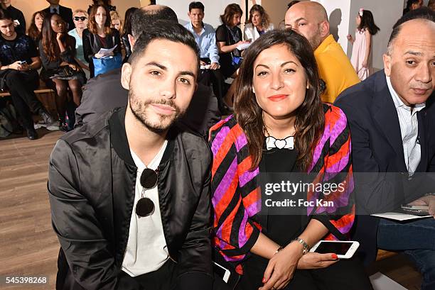 Alban Bartoli and Leslie Benaroch attend the Dany Atrache Haute Couture Fall/Winter 2016-2017 show as part of Paris Fashion Week on July 4, 2016 in...