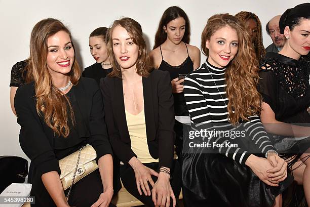 Actresses Elisa Bachir Bey, Juliette Besson and Cyrielle Joelle attend the Dany Atrache Haute Couture Fall/Winter 2016-2017 show as part of Paris...