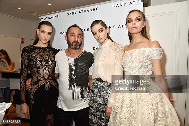 Fashion designer Dany Atrache and models attend the Dany Atrache Haute Couture Fall/Winter 2016-2017 show as part of Paris Fashion Week on July 4,...