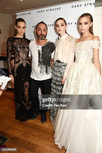 Fashion designer Dany Atrache and models attend the Dany Atrache Haute Couture Fall/Winter 2016-2017 show as part of Paris Fashion Week on July 4,...