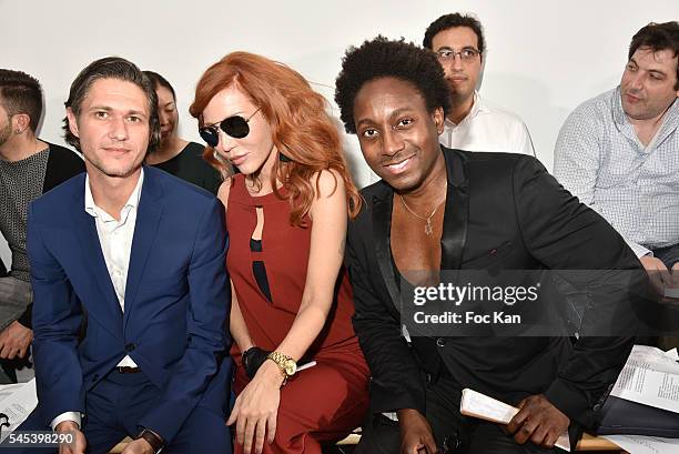 Patryk Matuszewski, Magdalena Matuszewska and Marcellous Jones attend the Dany Atrache Haute Couture Fall/Winter 2016-2017 show as part of Paris...