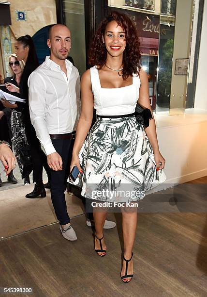 Alicia Fall and a guest attend the Dany Atrache Haute Couture Fall/Winter 2016-2017 show as part of Paris Fashion Week on July 4, 2016 in Paris,...