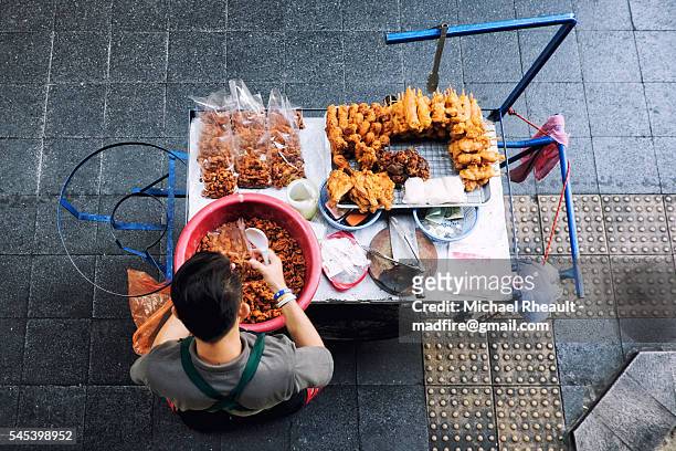 Fried Chicken Seller in Bangkok, Thailand.