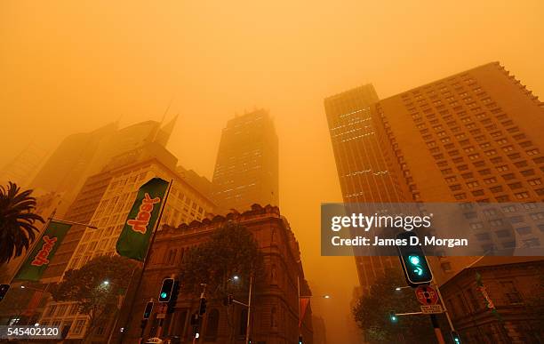 Red dust envelops the Harbour, Bridge and Opera House on September 23, 2009 in Sydney, Australia. Sydneysiders woke this morning to one of the worst...