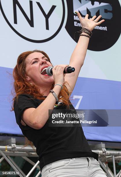 Rachel Tucker from the cast of Wicked performs at 106.7 Lite FM Broadway In Bryant Park 2016 on July 7, 2016 in New York City.