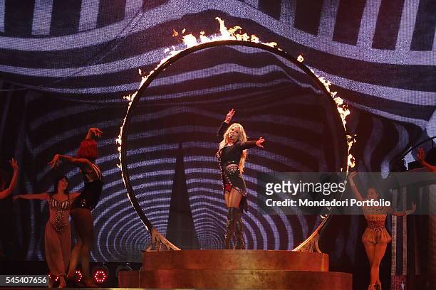 Singer Britney Spears during the residency show Britney: Piece of Me at The AXIS auditorium located in the Planet Hollywood Resort & Casino. Las...