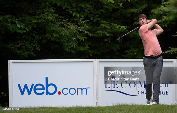 Ollie Schniederjans hits a drive on the11th hole during the first round of the Web.com Tour LECOM Health Challenge at Peek'n Peak Rst, Upper Course...