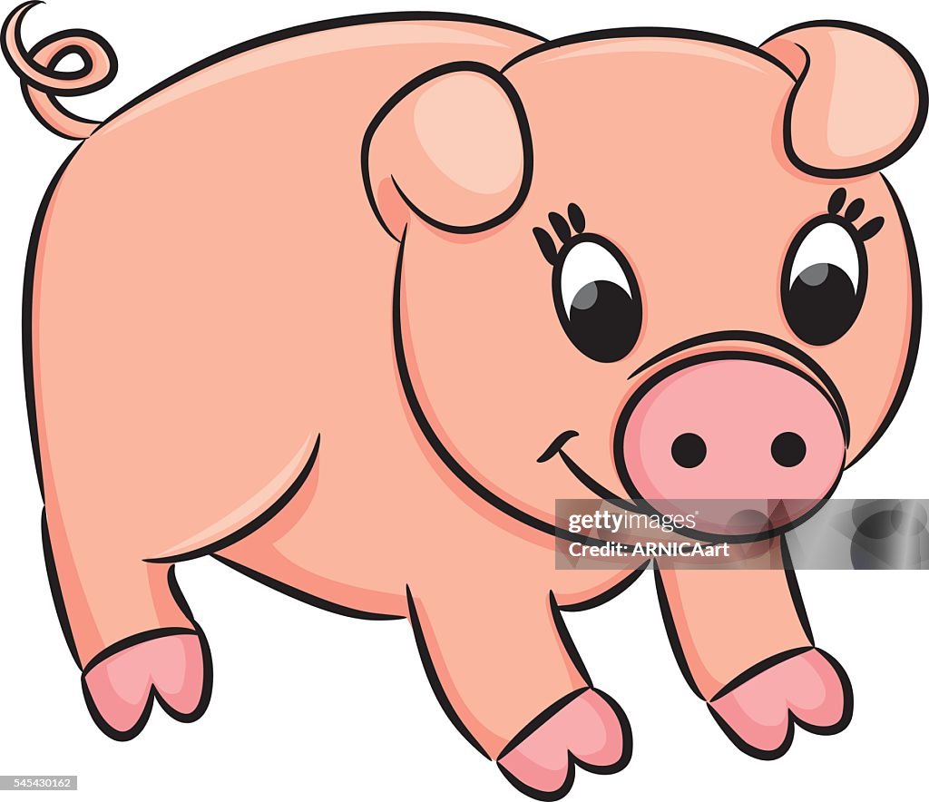 Cerdo De Dibujos Animados Libro Para Colorear Ilustración de stock - Getty  Images