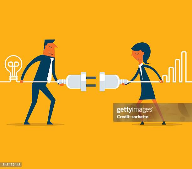 connecting business people - effort stock illustrations