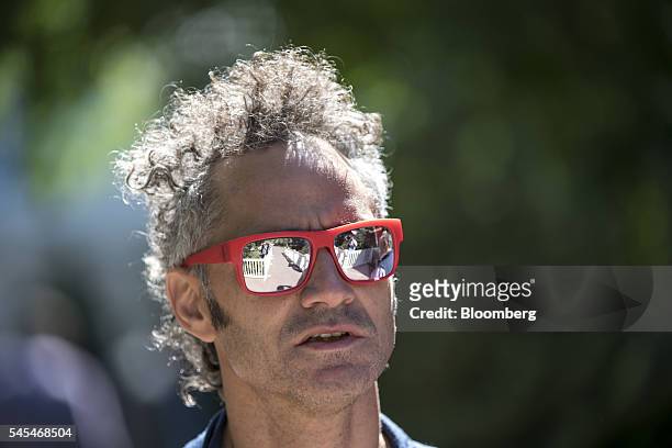 Alexander Karp, chief executive officer and co-founder of Palantir Technologies Inc., walks the grounds after the morning sessions during the Allen &...