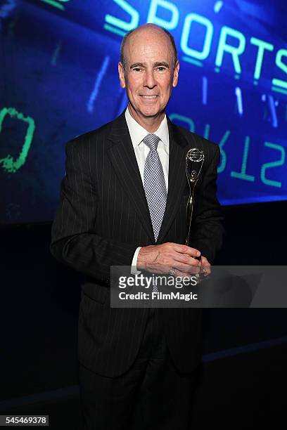 Chief marketing officer of NBC Olympics John Miller poses with Clio award during the 2016 Clio Sports awards on July 7, 2016 at Capitale in New York,...