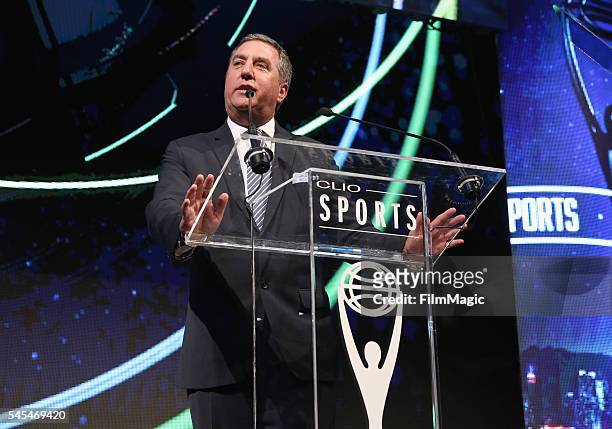 President of programming at NBC Sports and NBCSN Jon Miller speaks onstage during the 2016 Clio Sports awards on July 7, 2016 at Capitale in New...