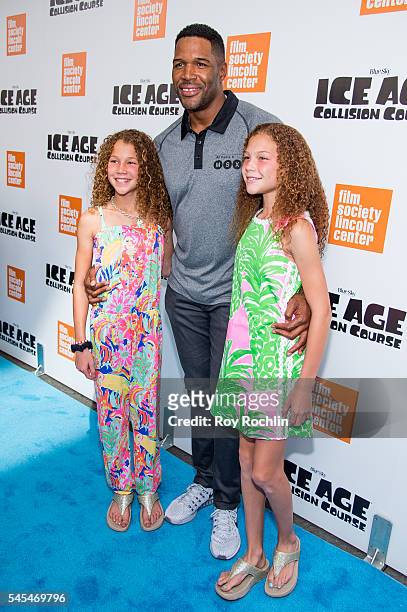 Sophia Strahan, Michael Strahan and Isabella Strahan attends the "Ice Age: Collision Course" New York screening at Walter Reade Theater on July 7,...