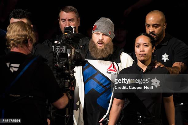 Roy Nelson walks to the Octagon during UFC Fight Night at MGM Grand Garden Arena on July 7, 2016 in Las Vegas, Nevada.