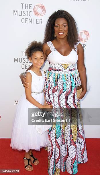 Samara Zane and actress Lorraine Toussaint attend The Music Center's Summer Soiree Honoring Rita Moreno at The Music Center Plaza on July 7, 2016 in...