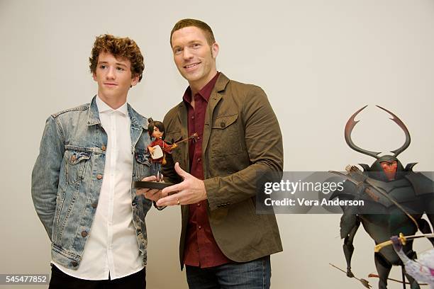 Art Parkinson and director Travis Knight at the "Kubo and the Two Strings" Press Conference at the Four Seasons Hotel on July 7, 2016 in Beverly...