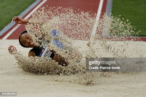 Ciarra Brewer competes in the Women's Triple Jump Final during the 2016 U.S. Olympic Track & Field Team Trials at Hayward Field on July 7, 2016 in...