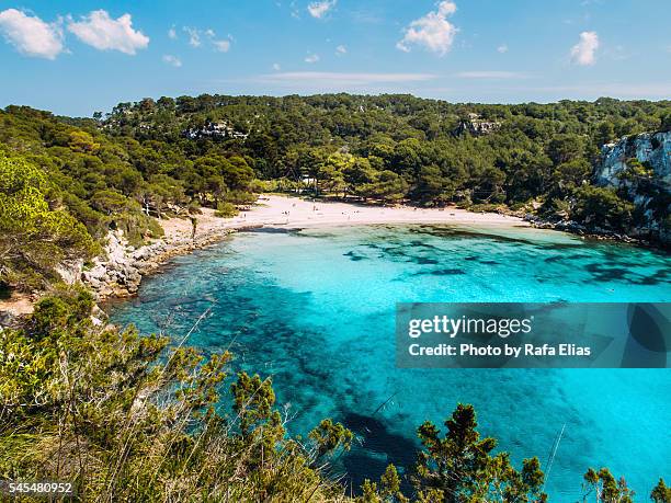 macarella beach in menorca (spain) - menorca stockfoto's en -beelden