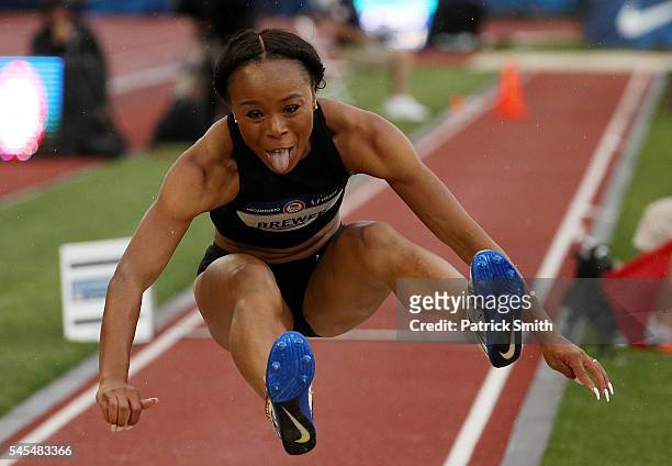 Ciarra Brewer competes in the Women's Triple Jump Final during the 2016 U.S. Olympic Track & Field Team Trials at Hayward Field on July 7, 2016 in...