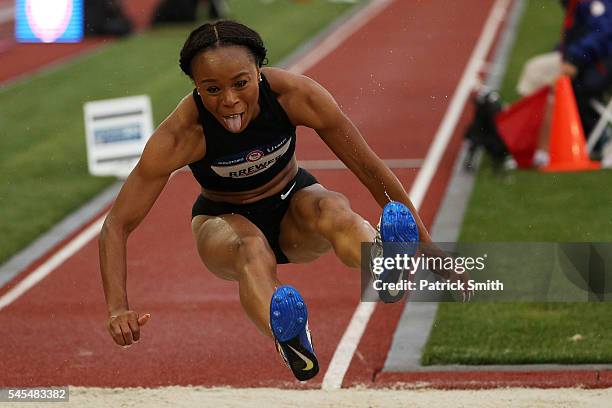 Ciarra Brewer competes in the Women's Triple Jump Final during the 2016 U.S. Olympic Track & Field Team Trials at Hayward Field on July 7, 2016 in...