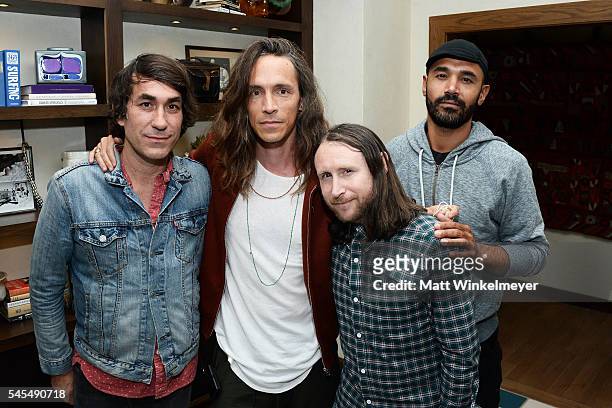 Founder of The Bungalow Huntington Beach Brent Bolthouse, singer Brandon Boyd, guitarist Mike Einziger, and bassist Ben Kenney of the band Incubus...
