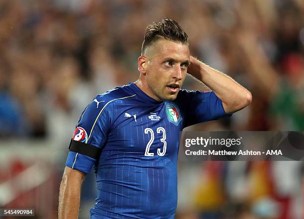 Emanuele Giaccherini of Italy during the UEFA Euro 2016 quarter final match between Germany and Italy at Stade Matmut Atlantique on July 2, 2016 in...