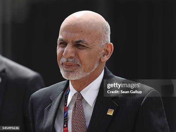 Ashraf Ghani, President of Afghanistan, arrives for the Warsaw NATO Summit on July 8, 2016 in Warsaw, Poland. NATO member heads of state, foreign...