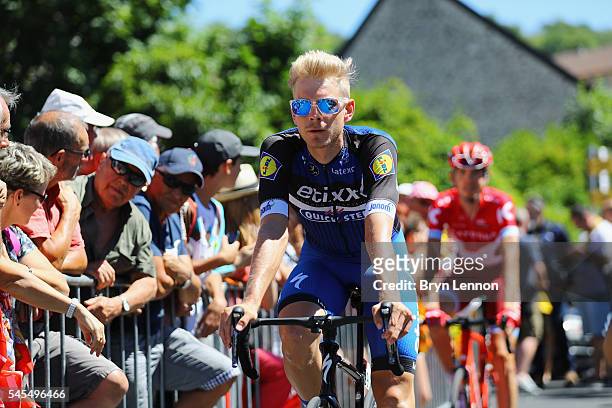 Julien Vermote of Belgium and Etixx-Quick Step arrives at the start of stage six of the 2016 Tour de France, a 190km road stage from Arpajon-sur-cere...