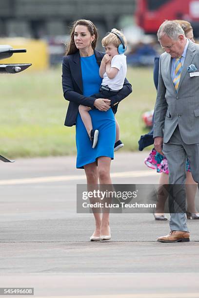 Duke of Cambridge, Catherine, Duchess of Cambridge and Prince George during Visit The Royal International Air Tattoo at RAF Fairford on July 8, 2016...