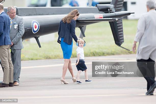 Duke of Cambridge, Catherine, Duchess of Cambridge and Prince George during Visit The Royal International Air Tattoo at RAF Fairford on July 8, 2016...