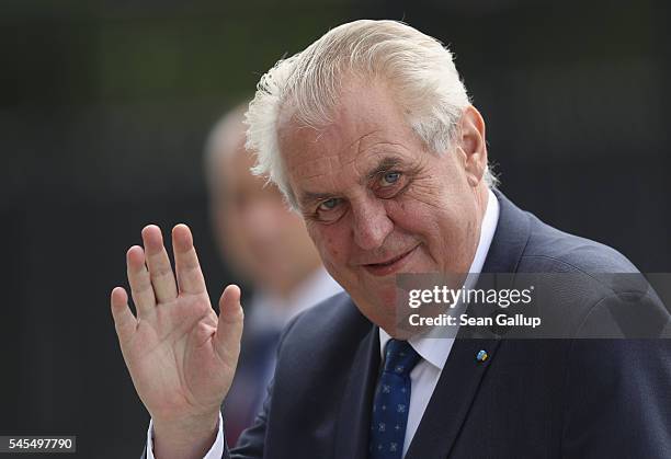 Czech President Milos Zeman arrives for the Warsaw NATO Summit on July 8, 2016 in Warsaw, Poland. NATO member heads of state, foreign ministers and...