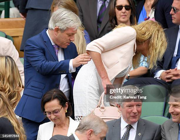 Sally Bercow and John Bercow attend day eleven of the Wimbledon Tennis Championships at Wimbledon on July 08, 2016 in London, England.