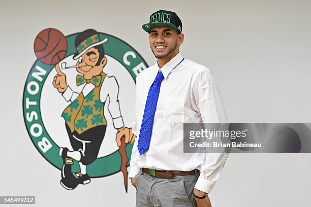 Abdel Nader poses for a portrait after being drafted by the Boston Celtics during the 2016 NBA Draft on June 24, 2016 at TD Garden in Boston,...