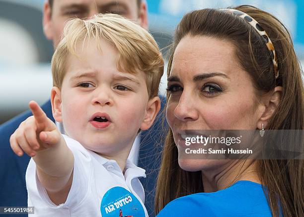 Catherine, Duchess of Cambridge and Prince George of Cambridge attend the The Royal International Air Tattoo at RAF Fairford on July 8, 2016 in...