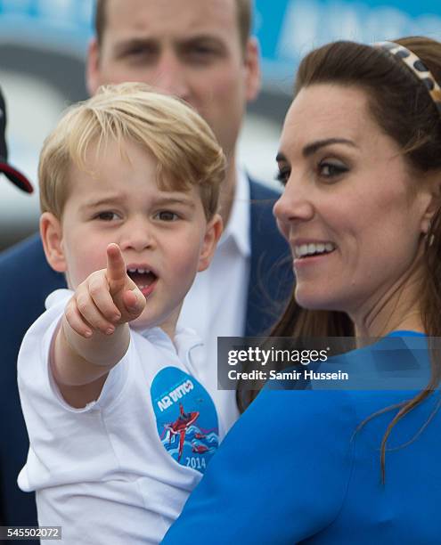 Catherine, Duchess of Cambridge and Prince George of Cambridge attend the The Royal International Air Tattoo at RAF Fairford on July 8, 2016 in...