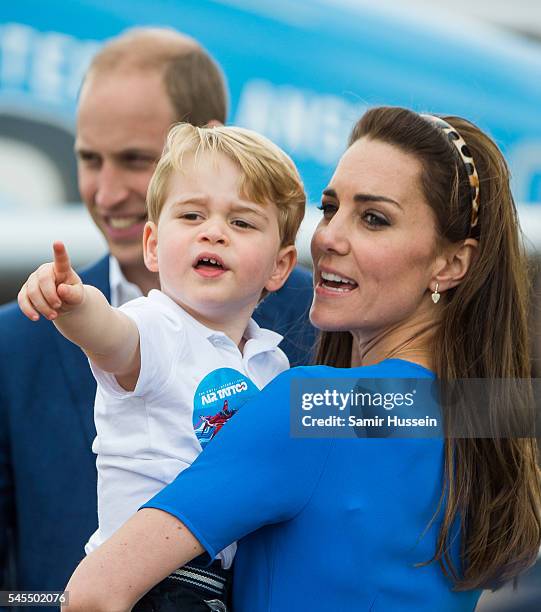 Catherine, Duchess of Cambridge, Prince George of Cambridge and Prince William, Duke of Cambridge attend the The Royal International Air Tattoo at...