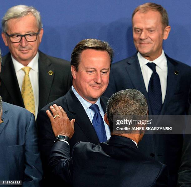 The President of the European Commission, Jean-Claude Juncker , and the President of the European Council Donald Tusk look on as US President Barack...