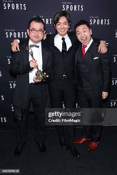 The TBWA/HAKUHODO Inc. Team poses with an award during the 2016 Clio Sports awards on July 7, 2016 at Capitale in New York, New York.