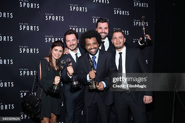 Members of the Africa Creative Agency team pose with awards during the 2016 Clio Sports awards on July 7, 2016 at Capitale in New York, New York.