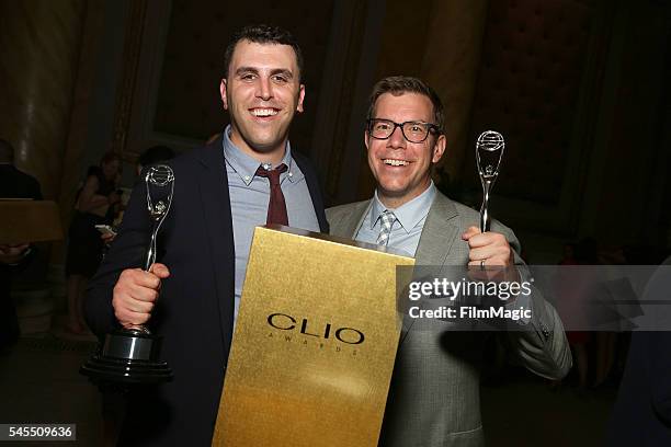 Winners pose with awards during the 2016 Clio Sports awards on July 7, 2016 at Capitale in New York, New York.