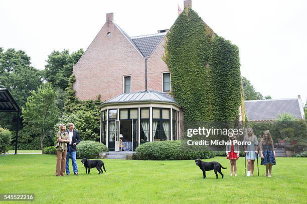 Queen Maxima, King Willem-Alexander, Princess Ariane, Crown Princess Catharina Amalia and Princess Alexia of The Netherlands pose for pictures during...