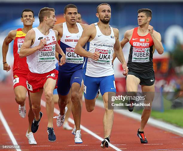 Amel Tuka of Bosnia and Herzegovina leads the field during the semi final of the mens 800m on day three of The 23rd European Athletics Championships...