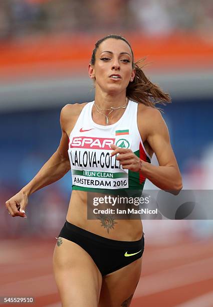 Ivet Lalova-Collio of Bulgaria in action during the semi final of the womans 100m on day three of The 23rd European Athletics Championships at...